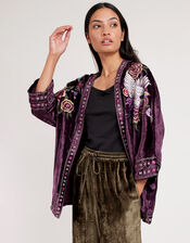 East Ariel Embroidered Velvet Jacket, Purple (PURPLE), large
