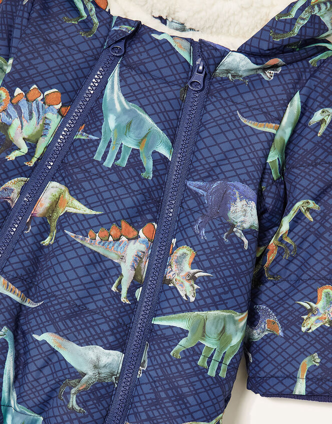 Dino Print Pramsuit, Blue (NAVY), large