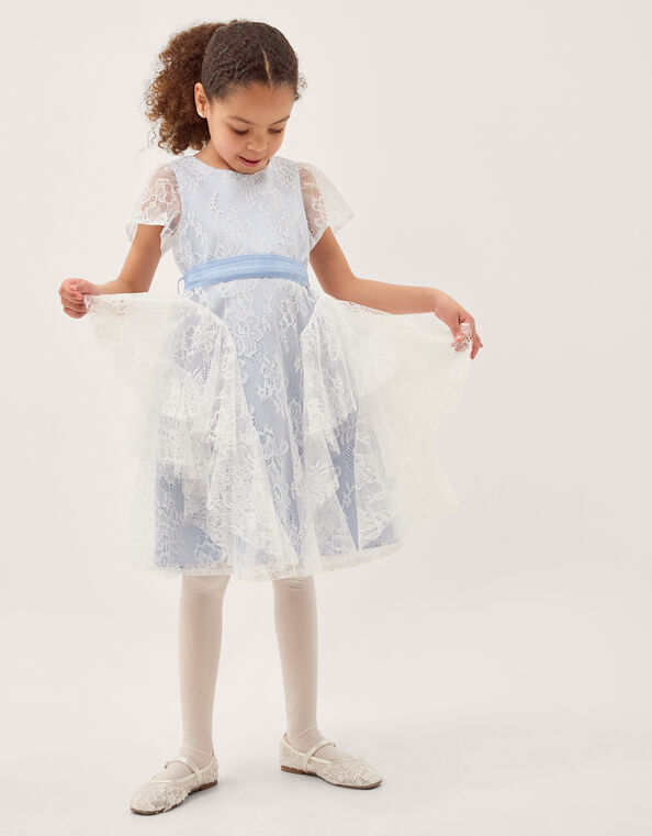 Joanie Cancan Ruffle Lace Dress, Blue (BLUE), large