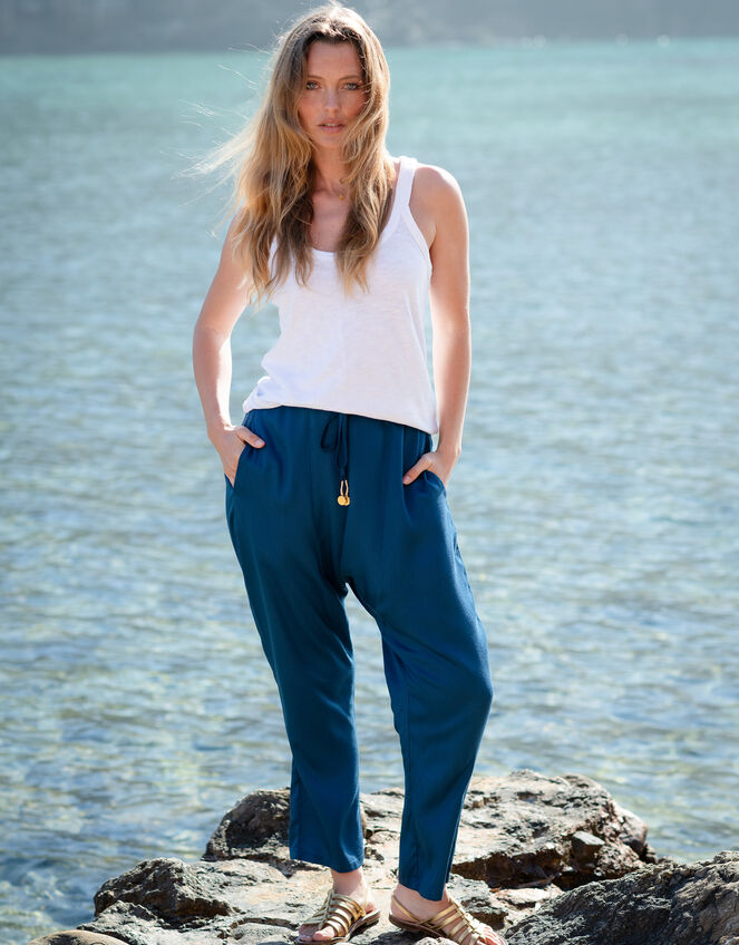 La Galeria Elefante Buddha Slouchy Trousers, Blue (TURQUOISE), large