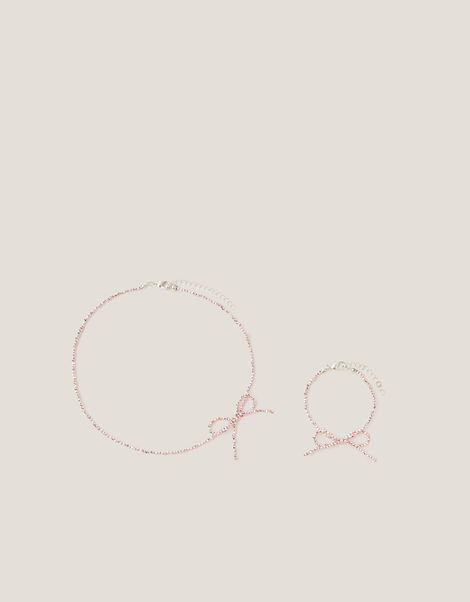 Beaded Bow Necklace & Bracelet Set, , large