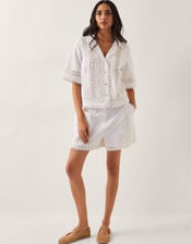 Irina Short Sleeve Lace Shirt, White (WHITE), large