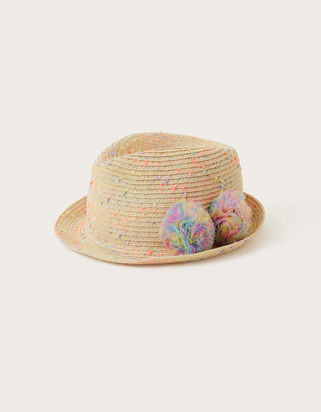 Baby Fluorescent Rainbow Trilby Hat Natural, Natural (NATURAL), large