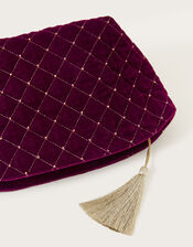 Velvet Quilted Makeup Bag, , large