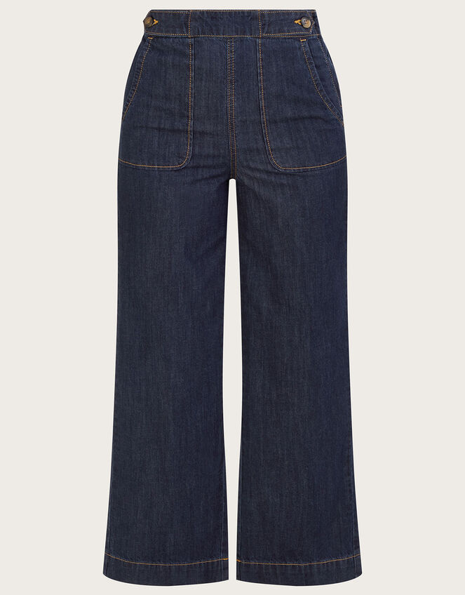Harper Crop Wide Leg Pull-On Jeans Regular Length, Blue (INDIGO), large
