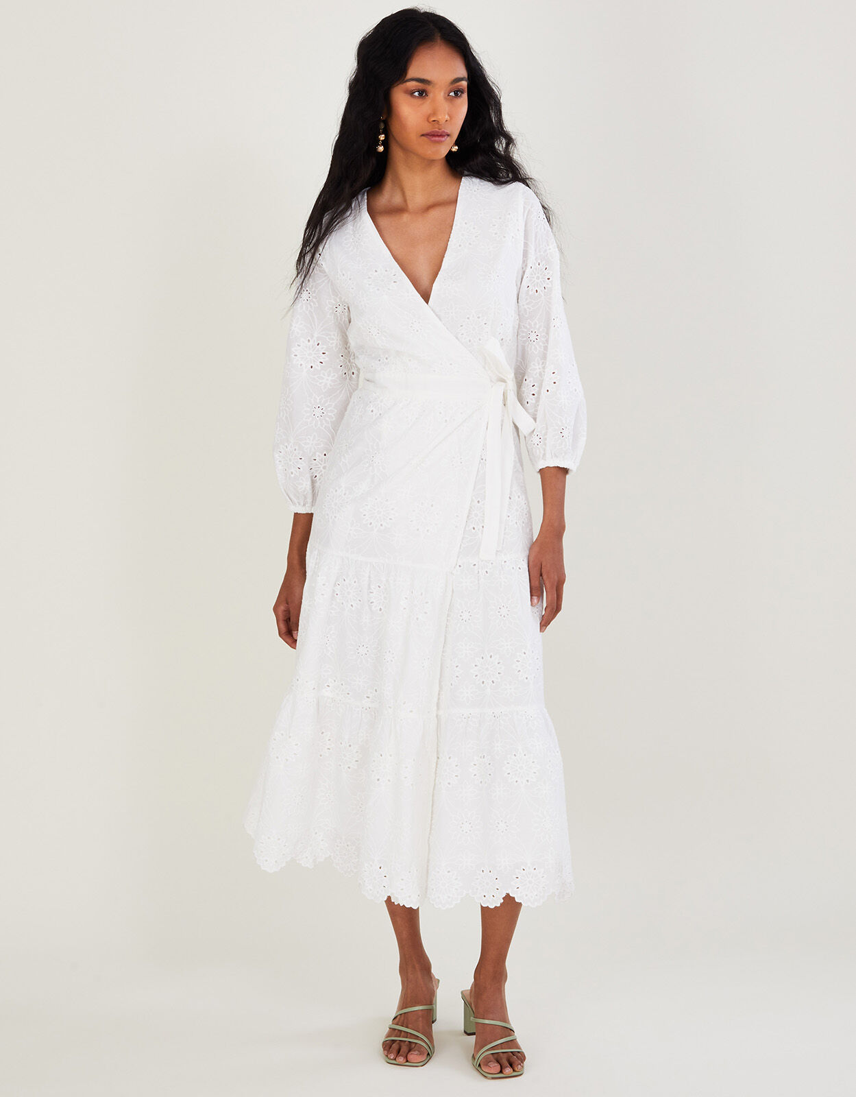 Broderie wrap dress store