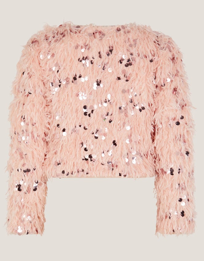 Feather Sequin Bow Jacket, Pink (PINK), large