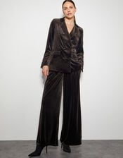 Valery Velvet Double Breasted Jacket , Brown (CHOCOLATE), large