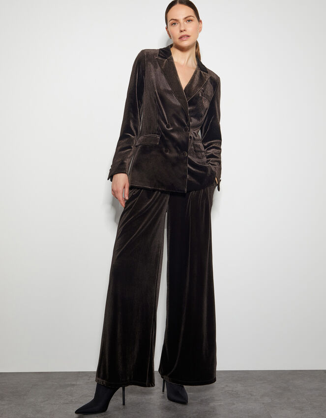 Valery Velvet Double Breasted Jacket , Brown (CHOCOLATE), large