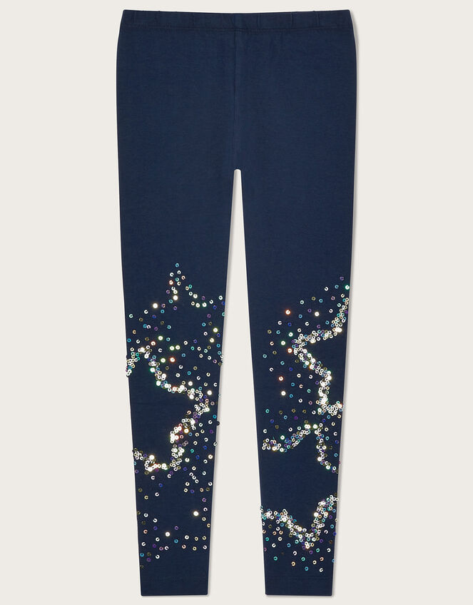 Sequin Star Leggings, Blue (NAVY), large