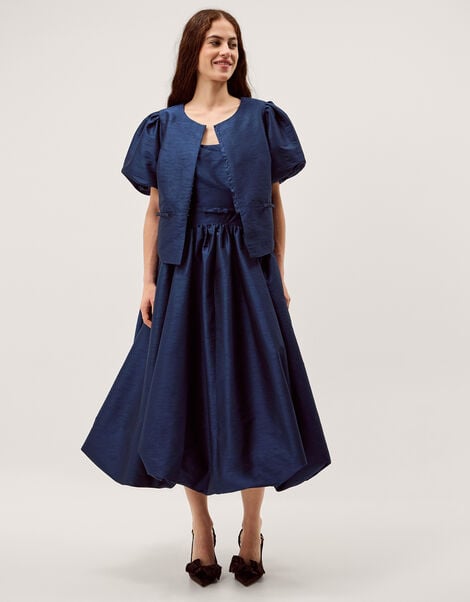 Mila Puff Sleeve Bow Jacket, Blue (NAVY), large