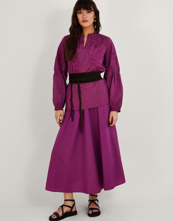 Tonal Embroidered Overhead Top in Sustainable Cotton, Purple (LILAC), large
