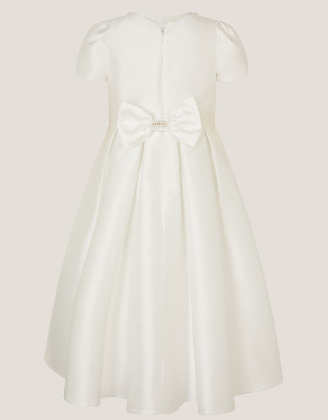 Isabella Short Sleeve Pearl-Embellished Dress, Ivory (IVORY), large