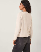 Bee Embellished Bow Cardigan, Ivory (IVORY), large