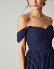 Evelyn Bardot Bridesmaid Dress, Blue (NAVY), large