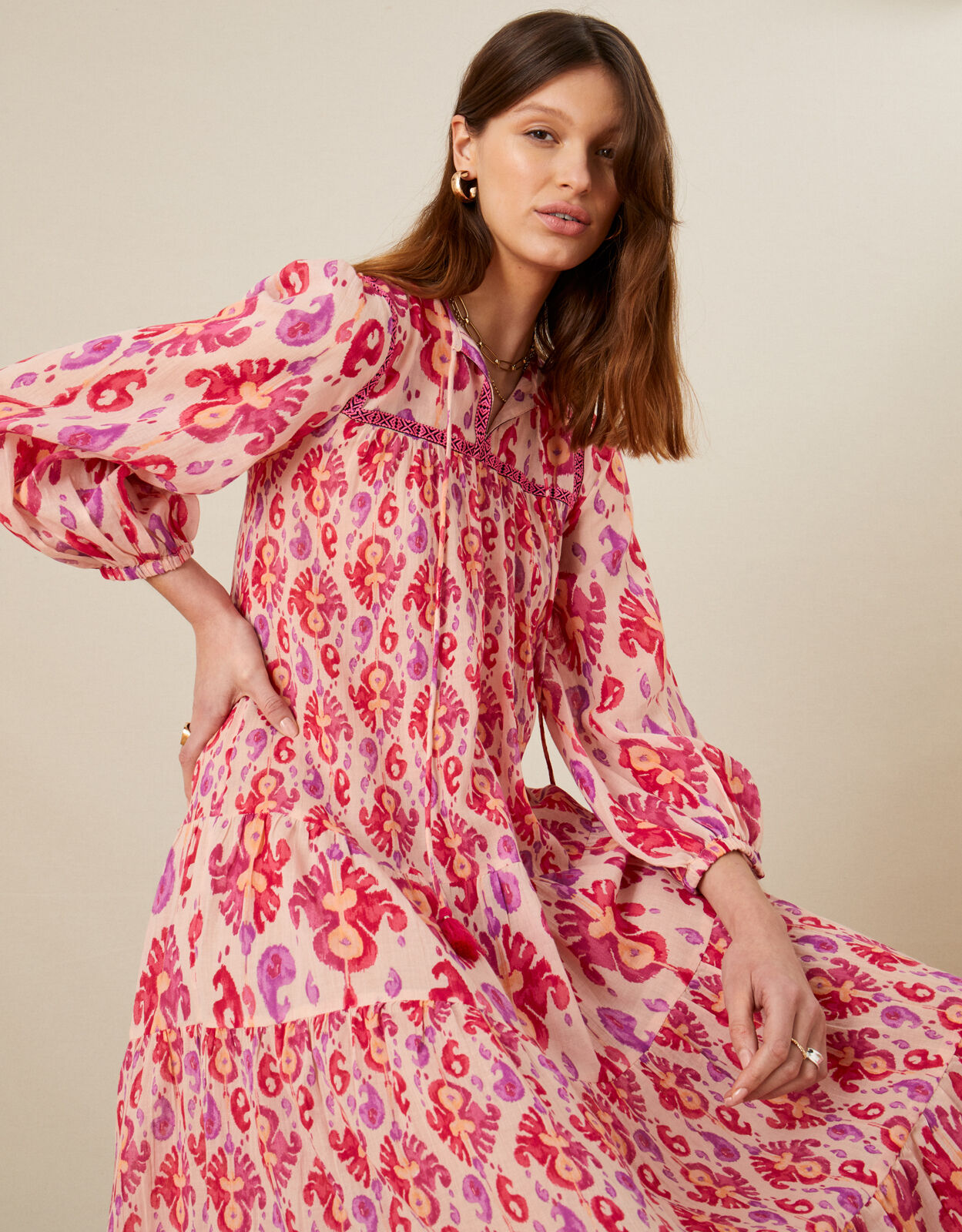 Heritage Print Kaftan Dress Pink Kaftans Kimonos Monsoon Global
