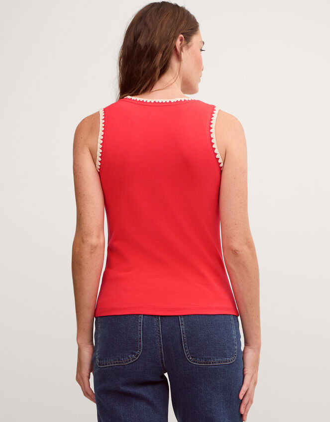 Teri Contrast Stitch Jersey Cami Top, Red (RED), large