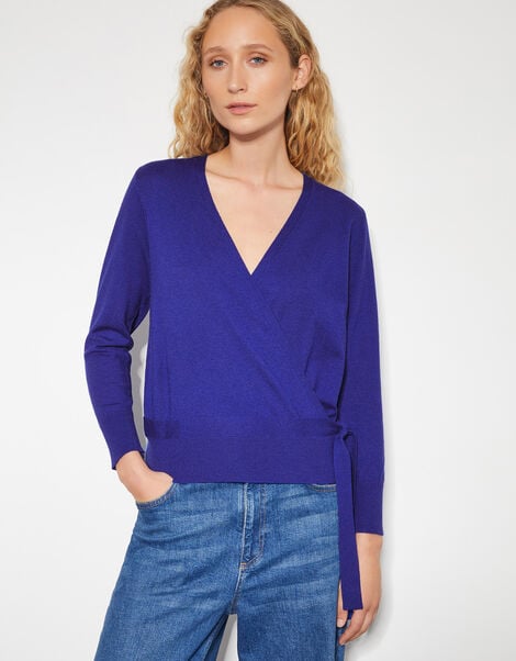 Riley Wrap Jumper, Blue (COBALT), large
