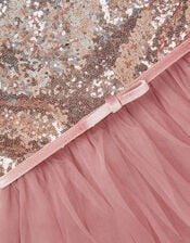Simone Sequin Tulle Ruffle Dress, Pink (DUSKY PINK), large