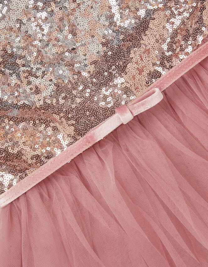 Simone Sequin Tulle Ruffle Dress, Pink (DUSKY PINK), large