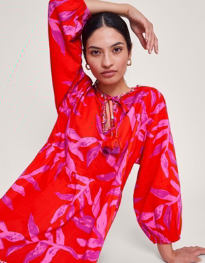 Arissa Palm Print Kaftan, Red (RED), large