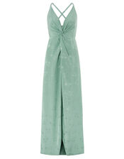 Karlie Knot Front Jacquard Dress, Green (GREEN), large