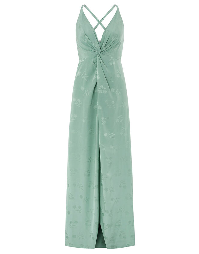 Karlie Knot Front Jacquard Dress, Green (GREEN), large