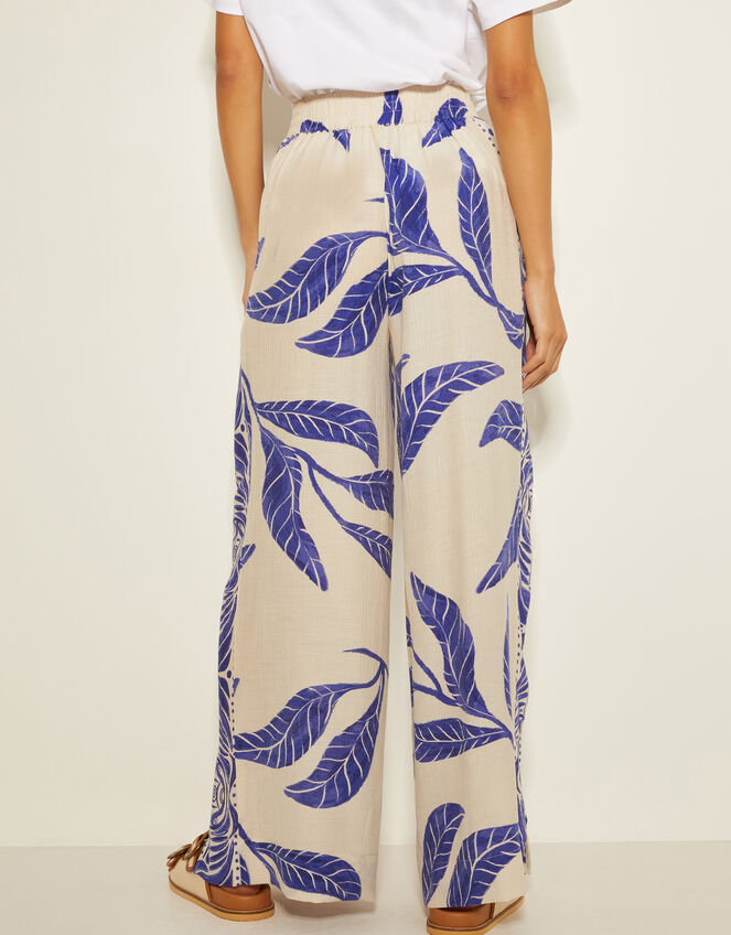 Dinah Leaf Print Pants, White (WHITE), large