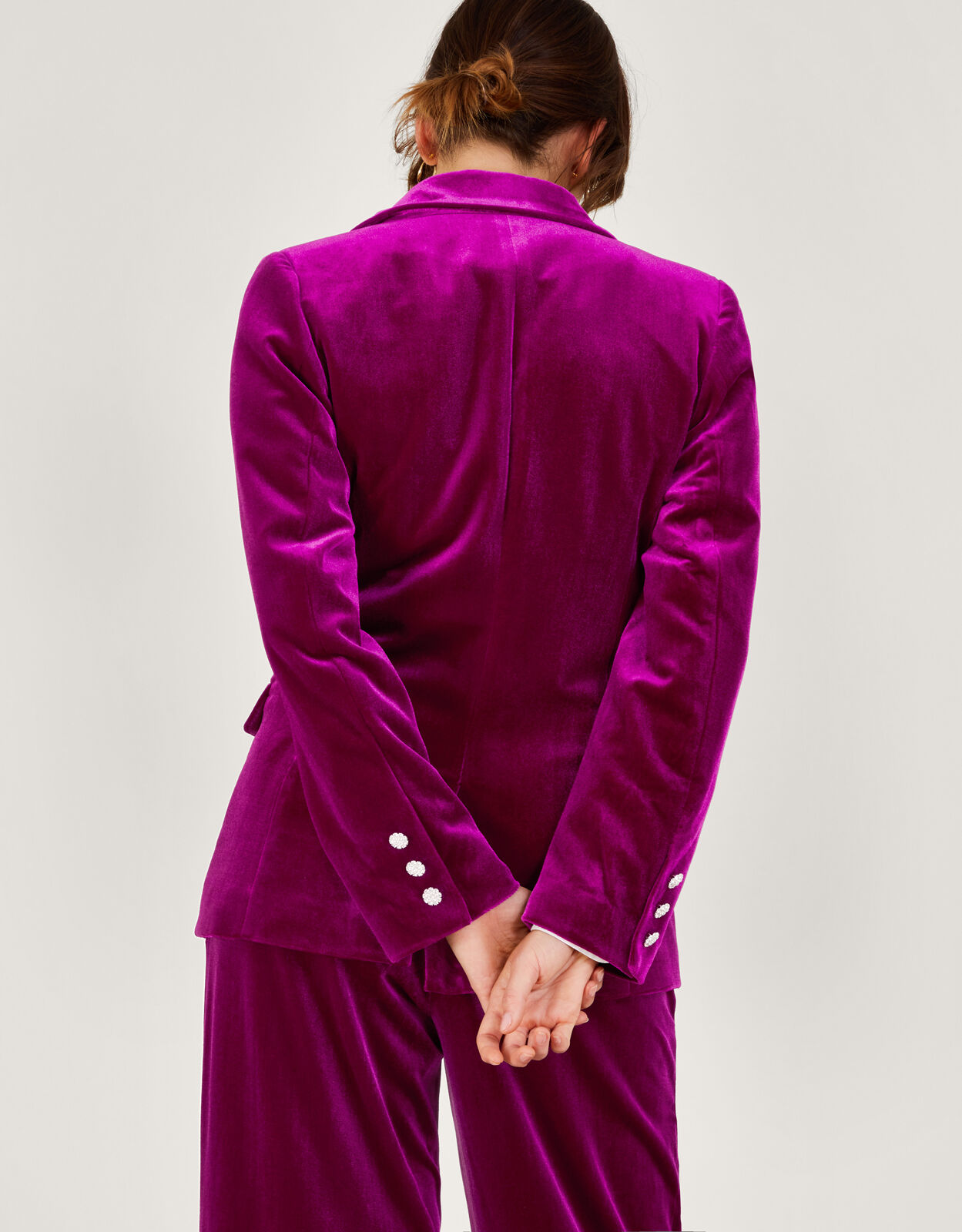 Edith Velvet Double Breasted Blazer Pink