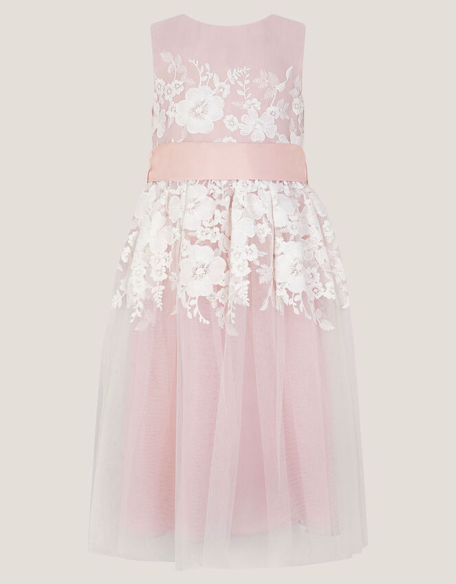 Felicity Floral Embroidered Mesh Dress, Pink (PALE PINK), large