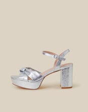 Twist Knot Platform Heels, Silver (SILVER), large