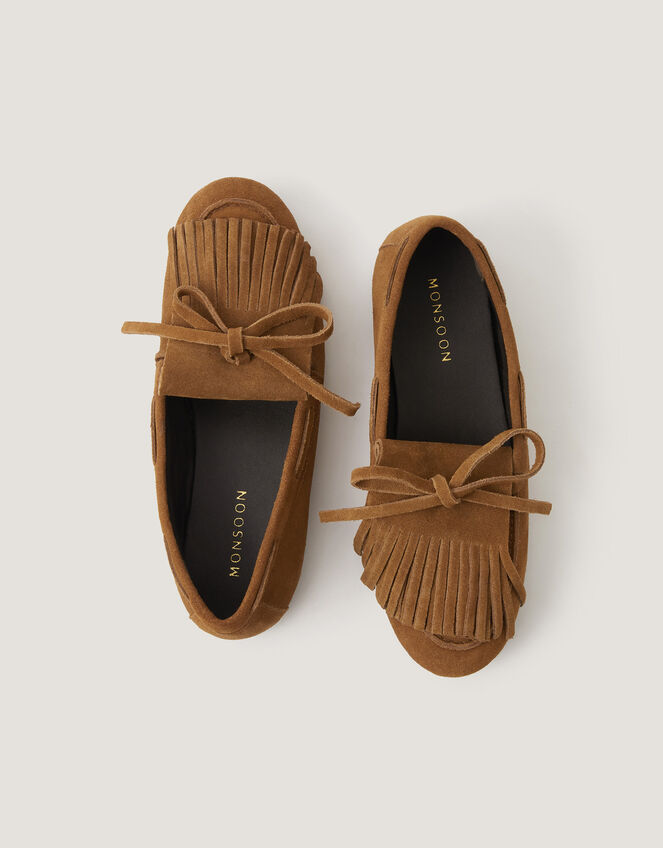 Sarah Suede Moccasins, Tan (TAN), large
