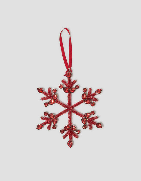 Embellished Snowflake Christmas Tree Decoration, Red (RED), large