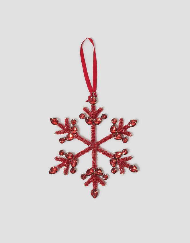 Embellished Snowflake Christmas Tree Decoration, Red (RED), large