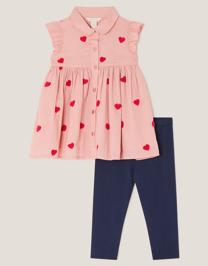 Baby Boucle Heart Dress & Leggings Set, Pink (PINK), large