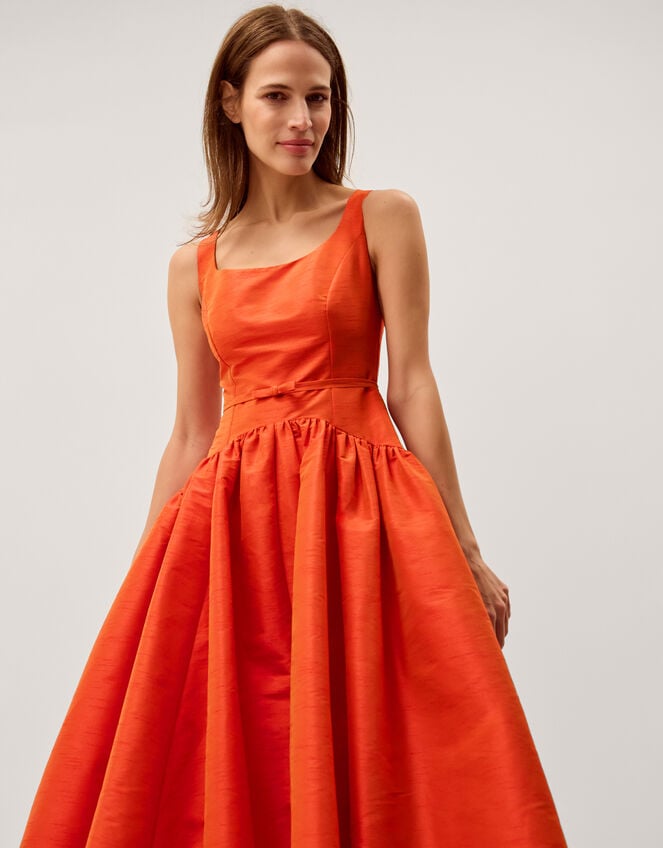 Mila Fit and Flare Midi Dress Orange | Evening Dresses | Monsoon Global.