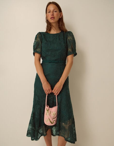 Megan Rose Lace Midi Dress, Green (DARK GREEN), large