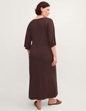 Callie Thorpe x Monsoon Jersey Midi Wrap Dress, Brown (BROWN), large