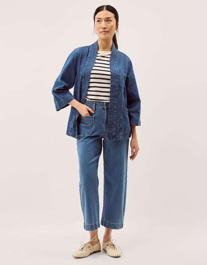 Lorna Kimono Denim Jacket, Blue (MID AUTHENTIC BLUE), large
