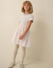 Embellished Tweed Mesh Dress, Ivory (IVORY), large