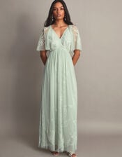 Kacia Embroidered Maxi Dress, Green (SAGE), large