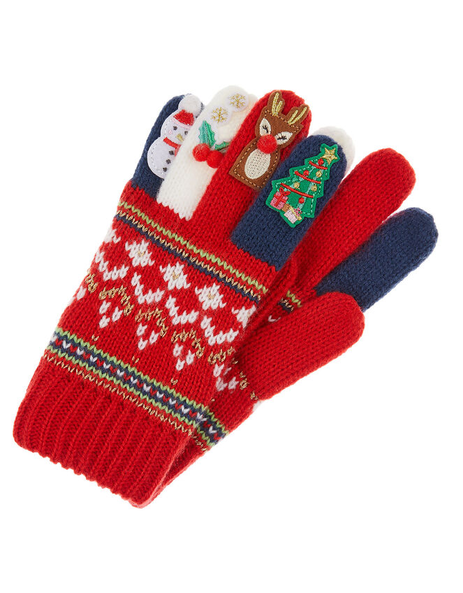 Festive Knit Gloves, Red (RED), large