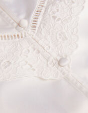 Embroidered Collar Satin Blouse, Ivory (IVORY), large