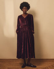 East Everly Floral Embroidered Velvet Maxi Dress, Purple (PLUM), large