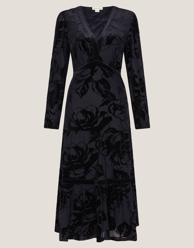 Dolly Floral Devoré Midi Dress, Blue (MIDNIGHT), large