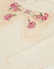 Organza Bow Long Sleeve Top, Cream (CREAM), large