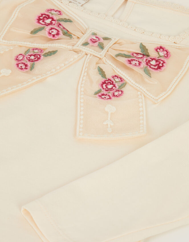 Organza Bow Long Sleeve Top, Cream (CREAM), large