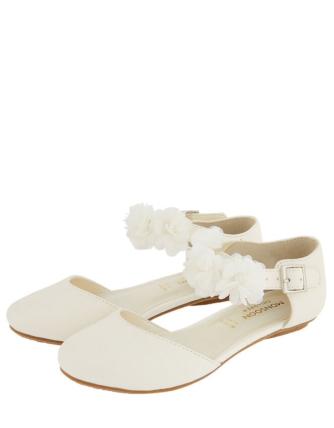 Corsage Two-Part Ballerina Flats, Ivory (IVORY), large