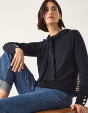 Nila Neck Tie Jumper, Blue (NAVY), large