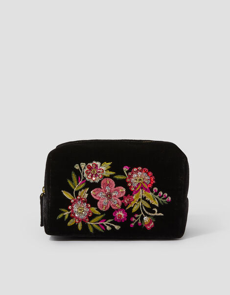 Floral Embellished Make Up Bag, , large